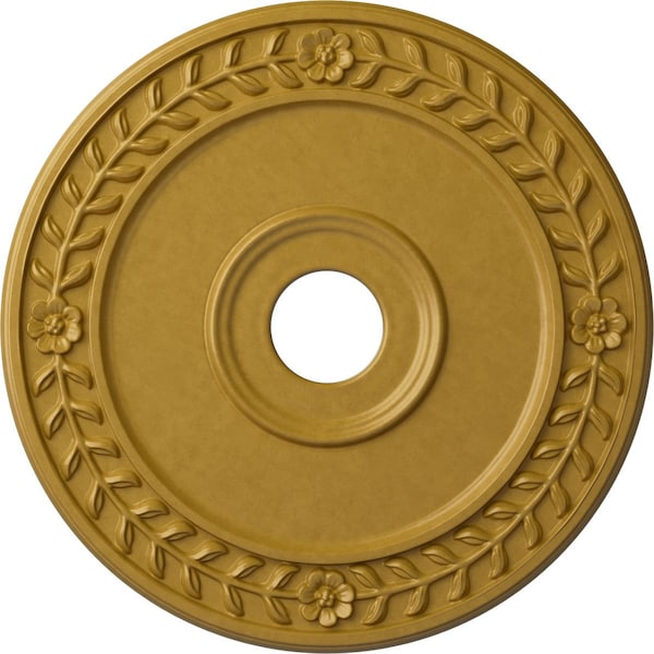 Ekena Millwork Wreath Ceiling Medallion (Fits Canopies up to 6"), 21 1/8"OD x 3 5/8"ID x 7/8"P, Iridescent Gold CM21WRIGS - main